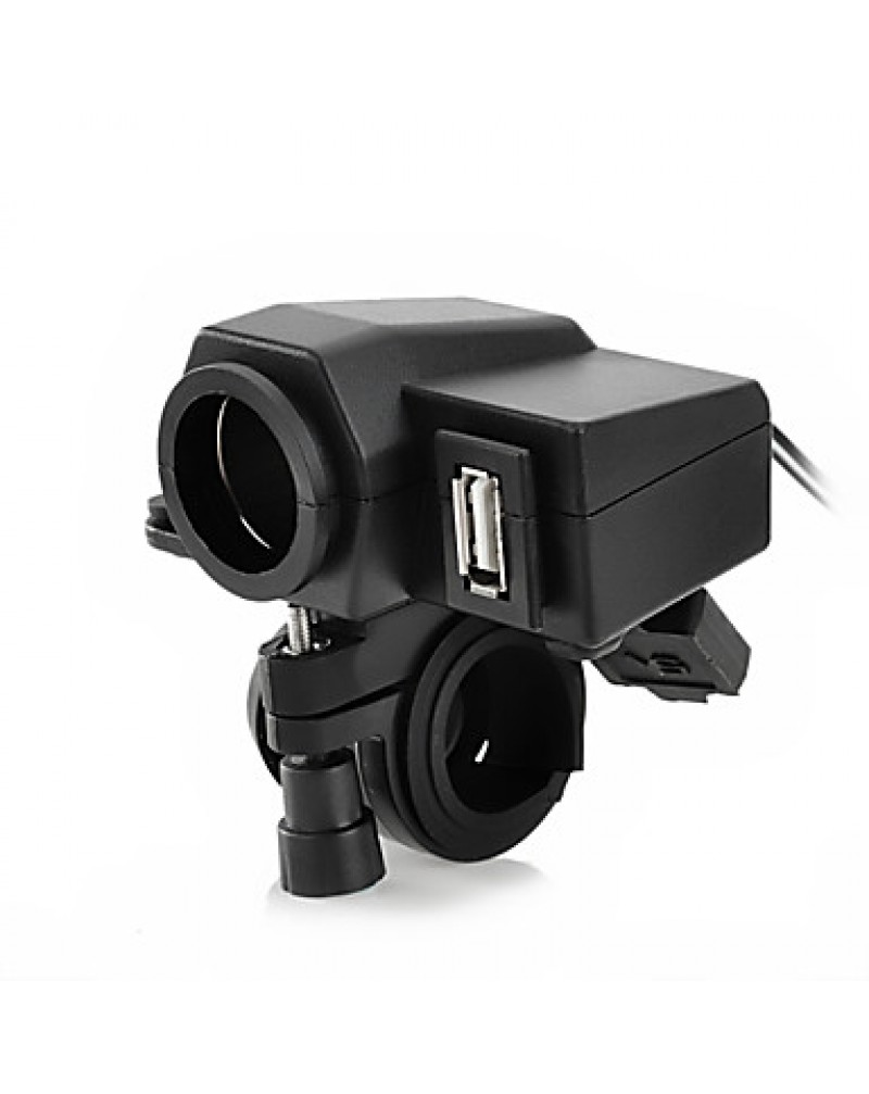 Motorcycle Waterproof Power Adapter Lighter Socket - Black