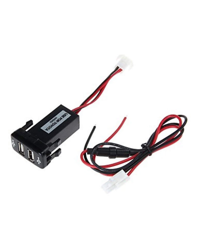12V 2.1A Dual USB Port Power Socket Mobile GPS Car Charger for TOYOTA VIGO (Black)