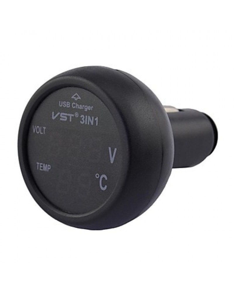 Car-Mounted Charger ,Car Battery Monitor and Thermometer,3 in 1,USB Charger