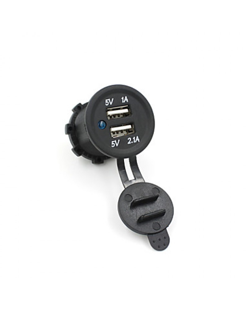 12V Waterproof Dual USB Port Charger Socket Outlet 1A 2.1A Panel Jack Motor Car