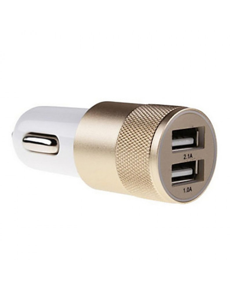 2.1A 1.0A Aluminum 2 USB Ports Universal USB Car Charger For Phone 5 6 6 Plus For2 3 4 5 For