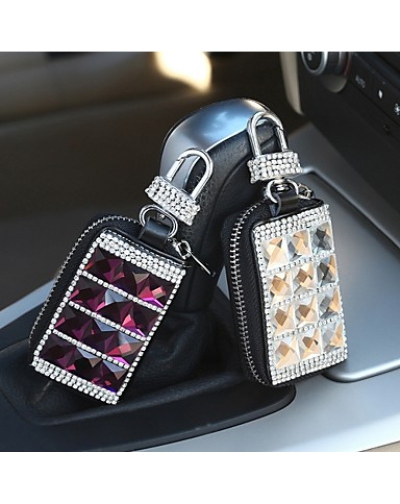 Cow Leather Luxurious Crystal Genuine Leather Key Bag