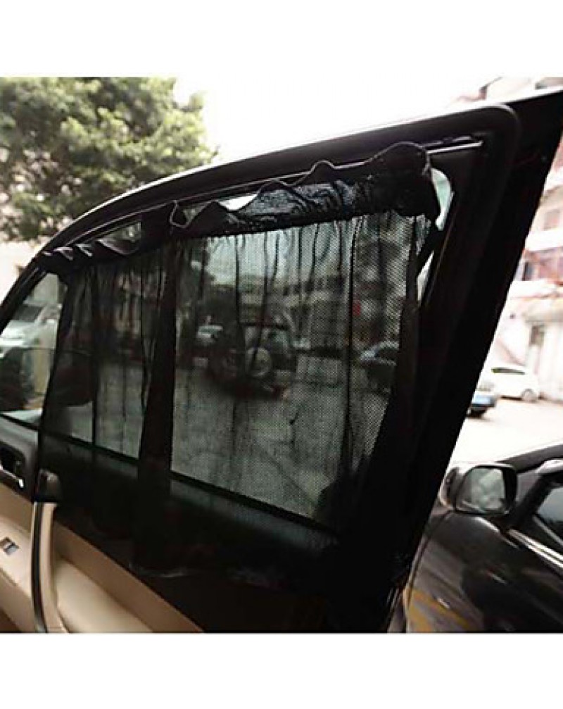 1 Pair Black Car Sun Shade Curtain Suction Cup UV Protection Side Window Curtain
