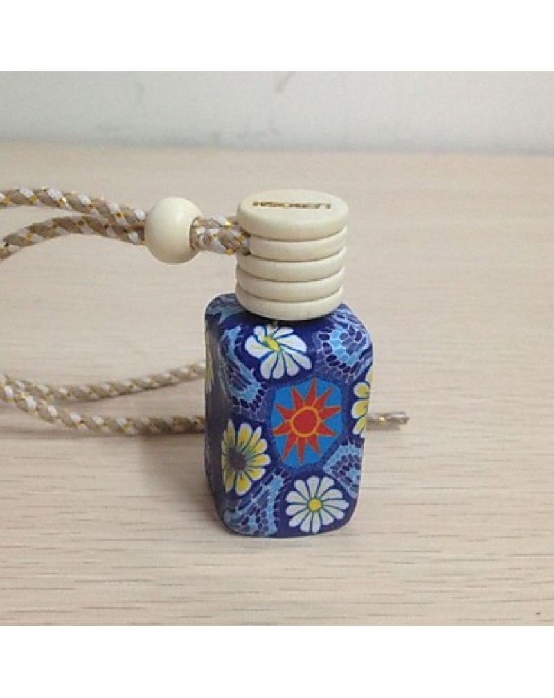 Polymer Clay Perfume Pendant Square Essential Oil Bottles Car Hanging Decorations (Random Color)