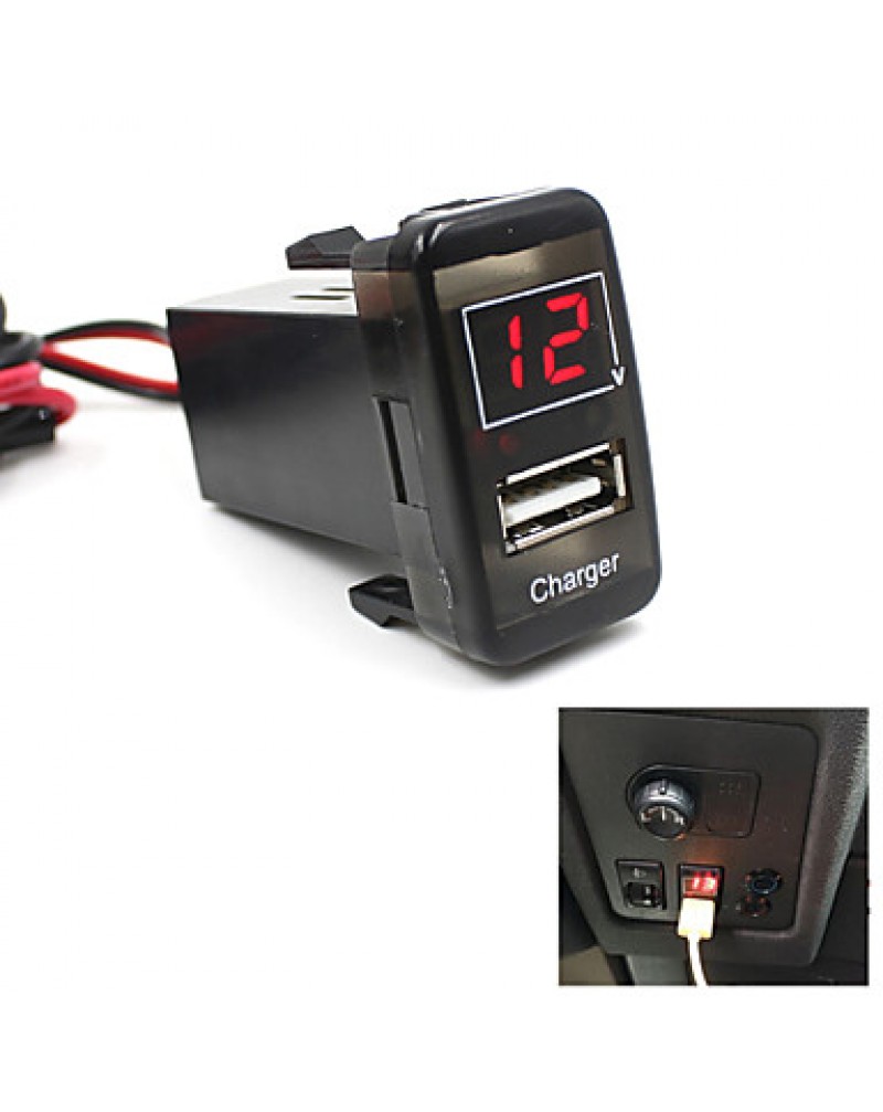 Car 5V 2.1A USB Port Dashboard Voltmeter Phone Charger For TOYOTA VIGO Special