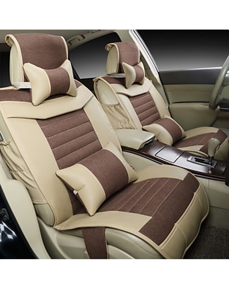 Car Seat Leather And Flax Buckwheat Health Care seasons Cushion Set Of General Seat Cover Rear 125-133-140 Cm