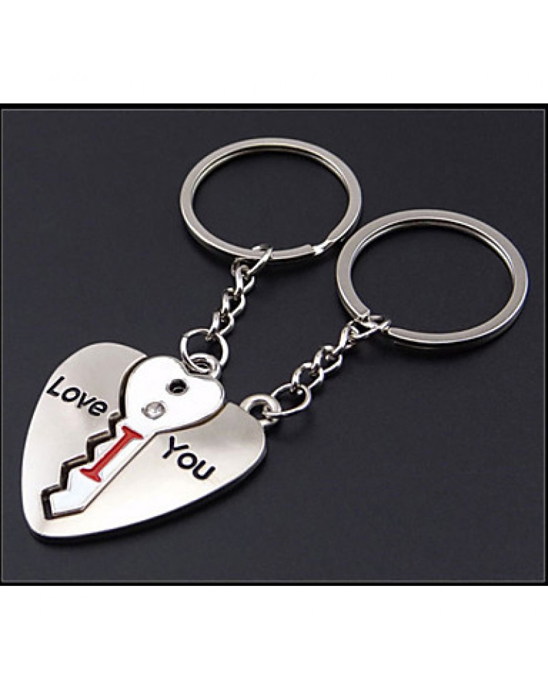 Fashion Korean Heart-shaped Key Lock Metal Couple Keychain Creative Personality Practical Business Gifts
