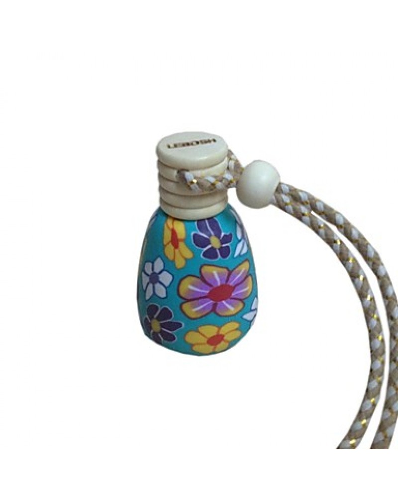 Polymer Clay Perfume PendantRound Essential Oil Bottles Car Hanging Decorations (Random Color)