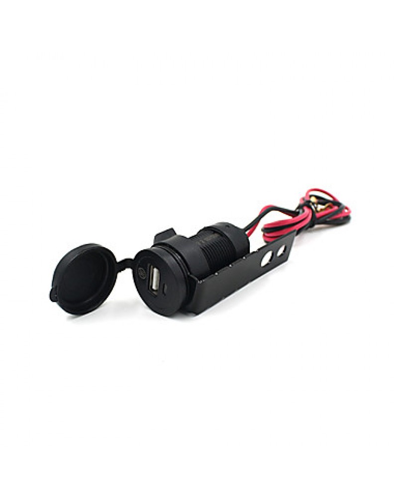 12V Black Motorcycle Mobile Phone USB Charger Power Adapter Socket Waterproof