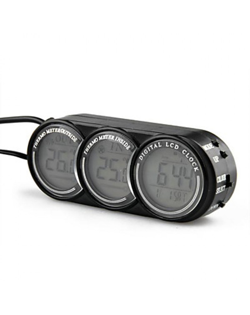 Car Auto Vehicle In/Out Lcd Thermometer Backlight Calendar Time Clock Celsius
