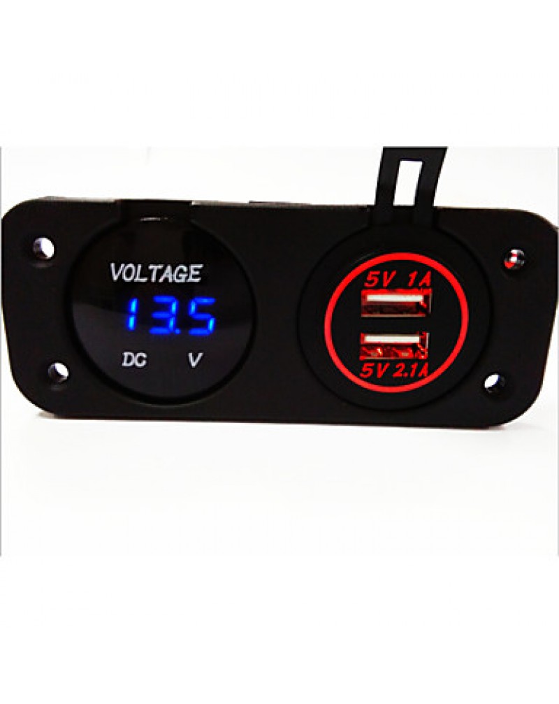 Digital Voltmeter and Dual USB Car Charger, New Products, with Waterproof Function.