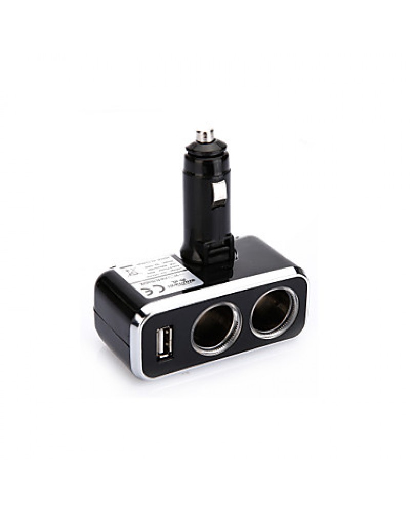  ? Automobile 90 Angle Fold 12V-24V Cigarette Lighter Socket Power Adapter One USB Output LED