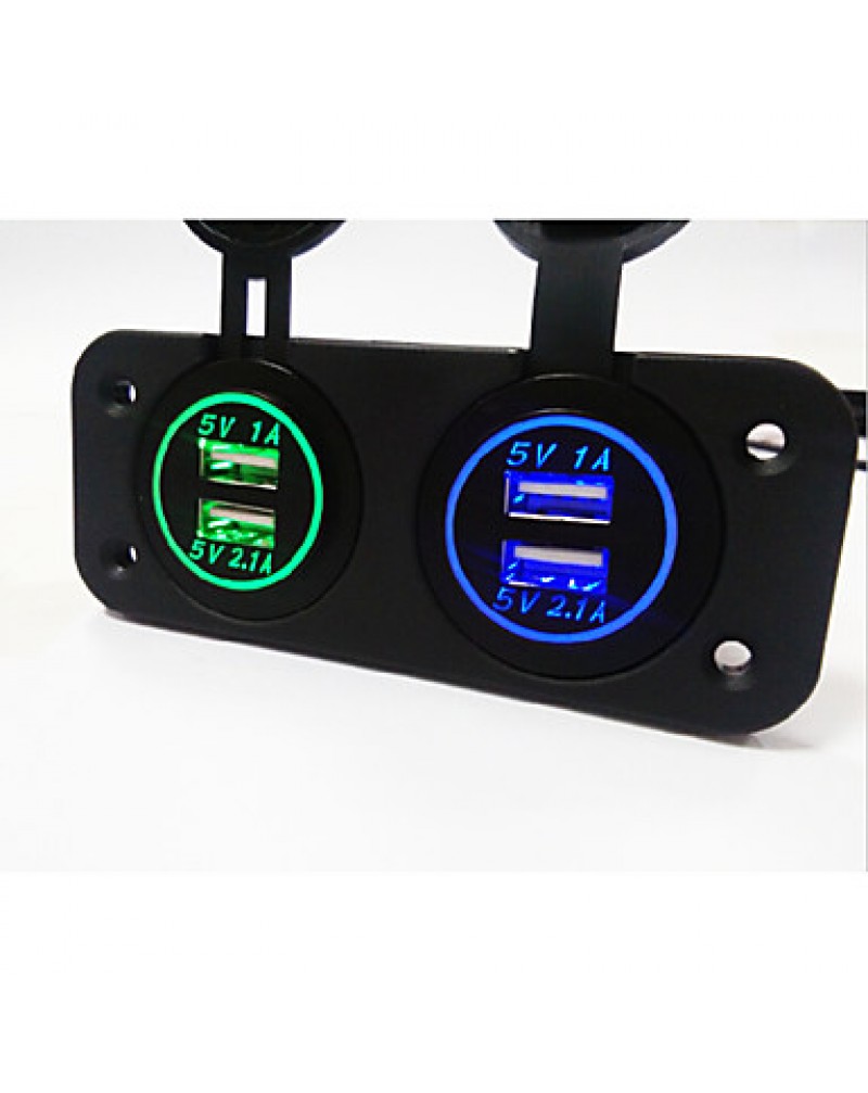 Dual USB Car Charger. New,.With Waterproof Function