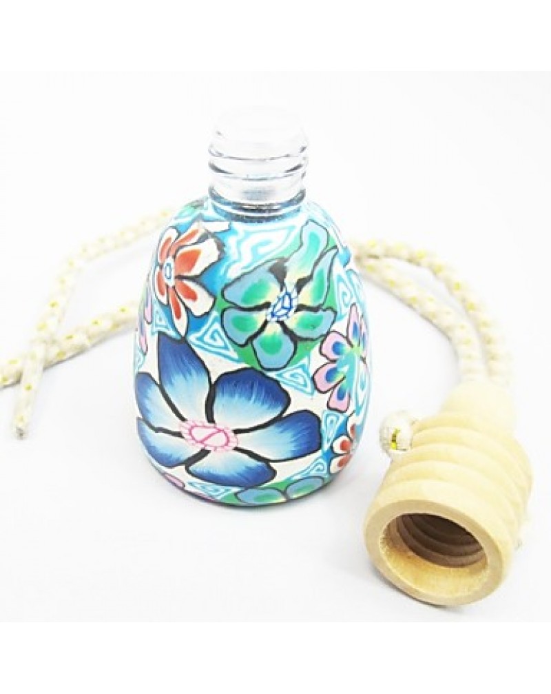 Polymer Clay Perfume PendantRound Essential Oil Bottles Car Hanging Decorations (Random Color)